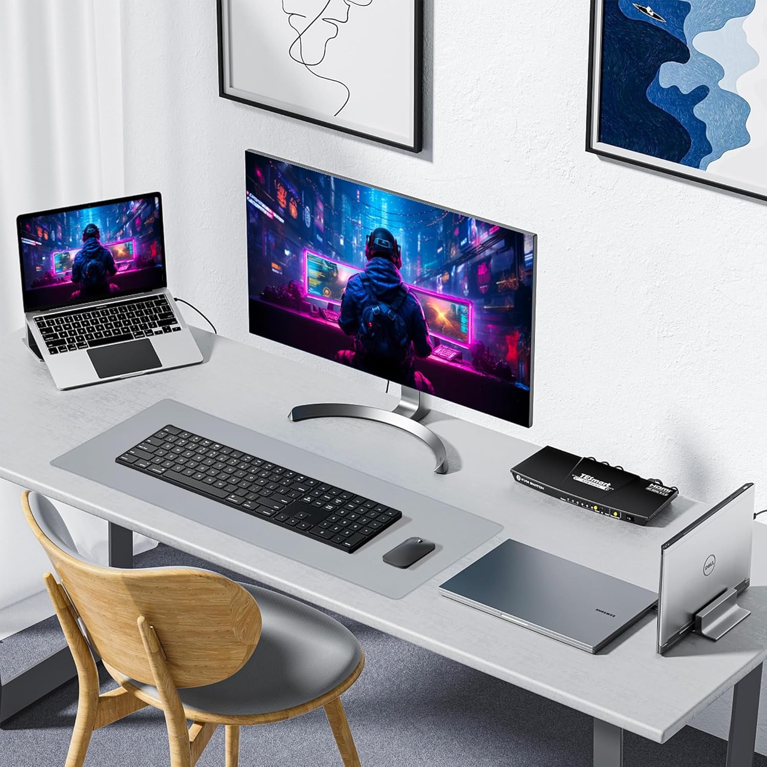 Waterproof Large Gaming Mouse Pad with Durable Stitched Edges，Non-Slip Rubber Base, Mouse Mat Desk Pad for Home Office Gaming, 35.4”X15.7”X0.12”, Gray