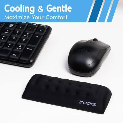 Memory Foam Mouse Wrist Rest - Pain-Reducing Wrist Rest for Mouse - Non-Slip Rubber Base Wrist Rest - Cooling Mouse Wrist Support for Long Hours of Work, Studying, Gaming (Black)